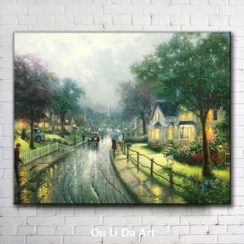 Classical Thomas rural house road light landscape canvas printings oil painting printed on canvas wall art decoration pictures