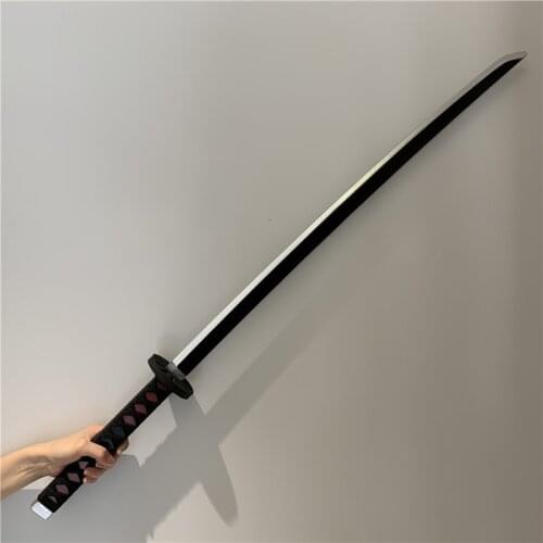 LeiSheng 104cm Demon Slayer Cosplay Sword 1:1 Tanjirou Black Sowrd Anime Ninja Knife Kimetsu no Yaiba Sword Weapon PU Model Gift