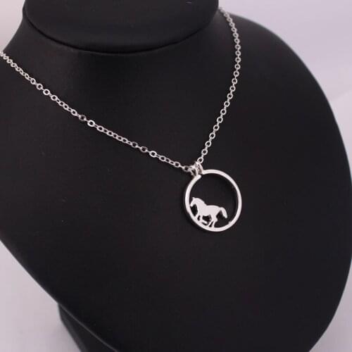 Round horse pendant necklace two colors necklaces gift