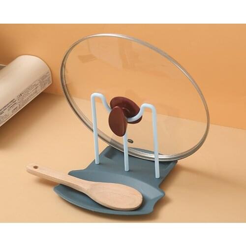 Kitchen Organizer Pot Lid Storage Rack Shelf Countertop Punch-free Spoons Pad Bracket Home Kitchen Shelves Accessories Tools