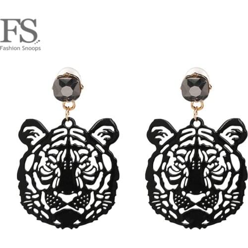 FASHIONSNOOPS Hot Brand 2018 Drop Tiger Head Earrings Resin Big Earring Large Brinco Ear Accessories Oorbellen Grils Party Gift