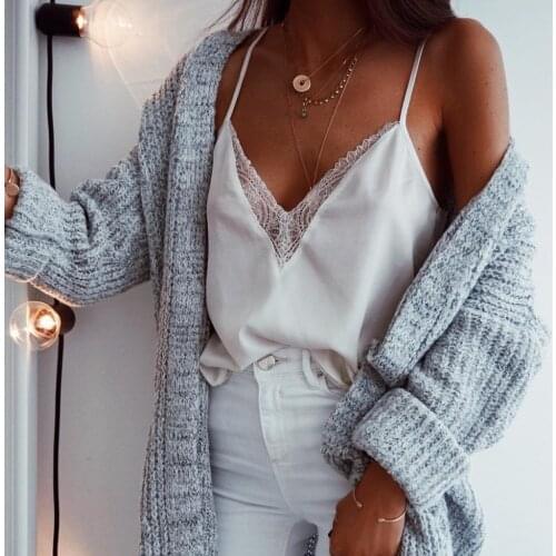 Spring Summer Tank Top New Strappy V Neck Lace Sexy Vest Tops Backless Cami Party Blouse Camisole Trim Cute Party Haut Femme