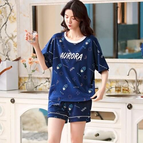 Sweet Girl Home Wear Comfortable Breathable Pajamas Large Size Pyjamas Nighty New Summer Pijamas Set Women Cotton Sleepwear