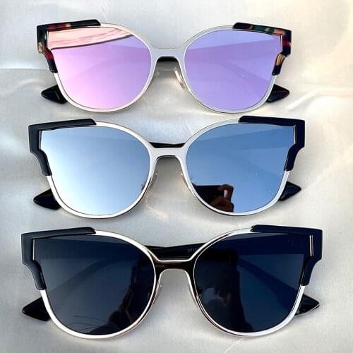 Fashion Luxury Women Big Cat Eye Sunglasses Elegant Pink Mirror Oversized Sun Glasses For Female Gafas Retro