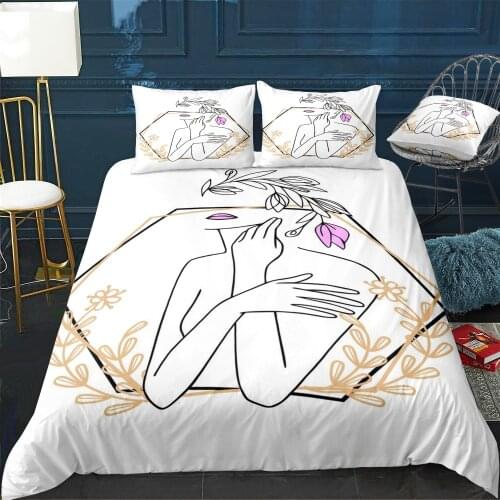 Geometric Floral Girl Bedding Set For Bedroom Soft Bedspreads For Double Bed Home Duvet Cover Quality Quilt Cover+Pillowcasex2