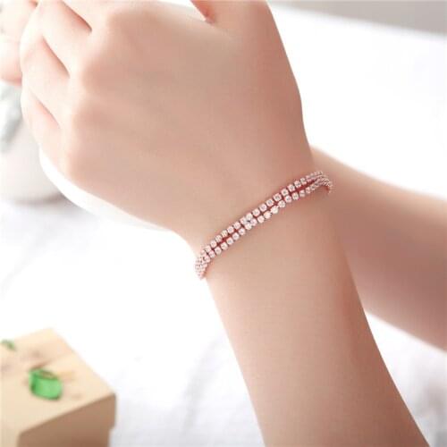 Jewelry 2021 Trend YSM B395 Stainless Stee Rose Gold European American Zircon Inlay Double Personality Wild Bracelet For Women