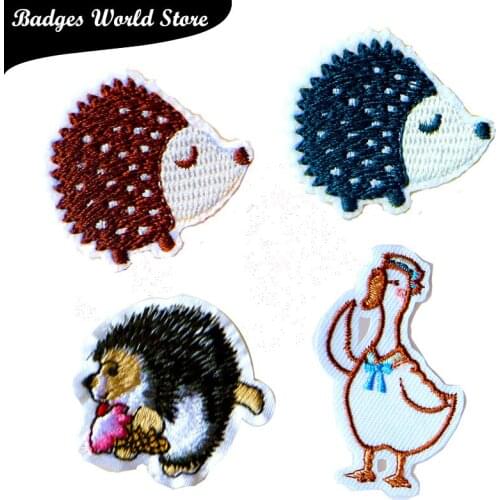 Cartoon Decorative Patch Hedgehog Chicken icon Embroidered Applique Patches For kawaii clothes DIY Iron on Badges on a backpack