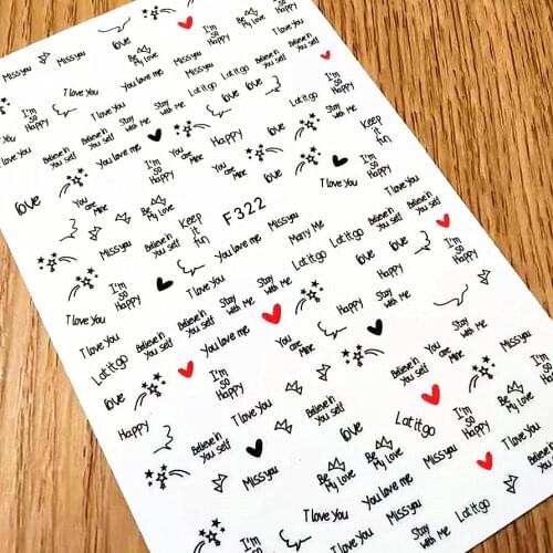 Newest F-322 545 571 lettering design nail sticker decal stamping back gule DIY nail decoration tools