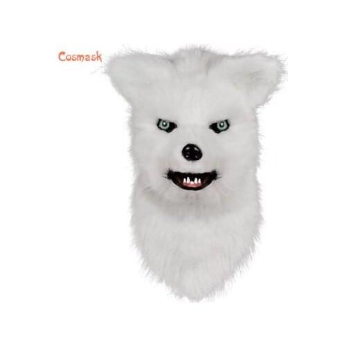 Cosmask Movable Mouth Fox Head Mask Artificial Fur for Halloween Costumes Party