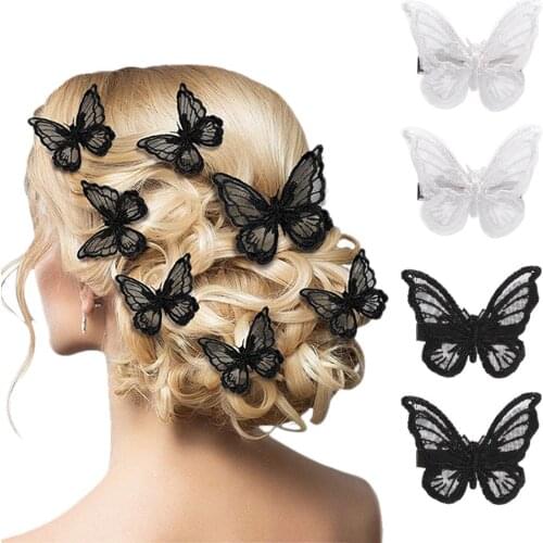 Romantic Butterfly Lace Bows Embroidery Hair Clips Barrettes Headwear Women Wedding Hair Pins