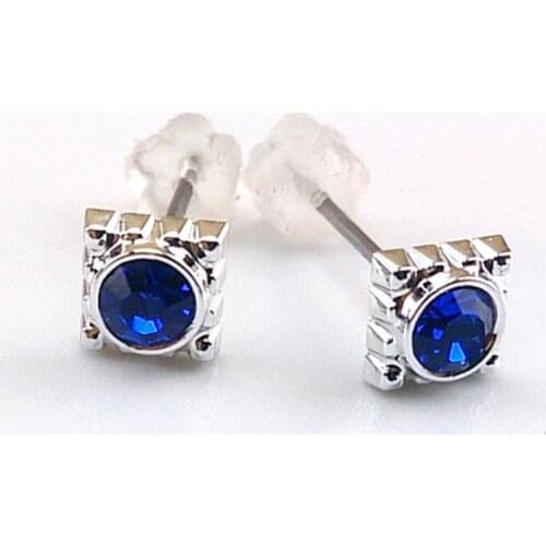 1 Pair Cute Japan Anime Black Butler Cosplay Kuroshitsuji Square Gear Magic Blue Rhinestone Stud Earrings Figure Toys Gifts