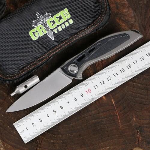 Green thorn neon folding knife D2 blade bearing G10 Titanium 3D handle camping outdoor fruit knife practical folding knife EDC