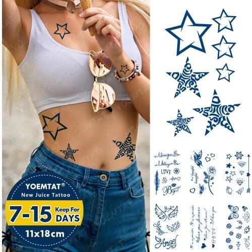 Juice Lasting Ink Tattoos Body Art Waterproof Temporary Tattoo Sticker Star Totem Tatoo Arm Fake Wings Angel Love Tatto Women