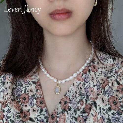 925 Sterling Silver Jewelry for Women Natural Freshwater Pearl Beaded Necklace White Chalcedony Choker Fine Jewelry Mother Gift