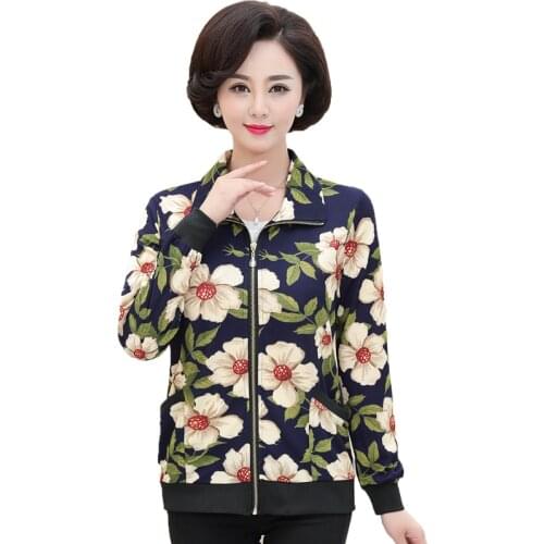 Mother Jacket Coat Spring/Autumn Plus Size XL-5XL Thin Tops Leisure Female Long Sleeve Cardigan Women Basic Bomber Jacket