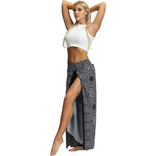 Womens Casual Pants Patchwork Comfortable Baggy Yoga Print Aladdin Harem Hippie Boho Colorful