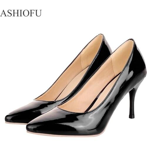 ASHIOFU Handmade Womens High Heel Pumps Hot Style Slip-on Party Prom Dress Shoes Fashion Evening Court Shoes 3 Color Optional