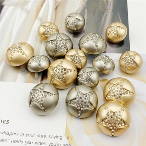 2021 New Arrival Star Studded Metal Five Pointed Star Gold Button Womens Suit Cardigan Coat Skirt Windbreaker Coat Buttton
