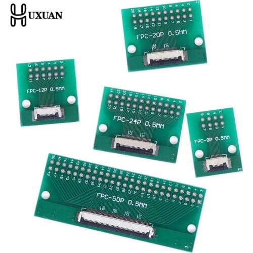 1PCS 8P/12P/20P/24P/50Pin 0.5mm FFC FPC to DIP 2.54mm PCB Converter Board Adapter Socket Plate Welding With Connector