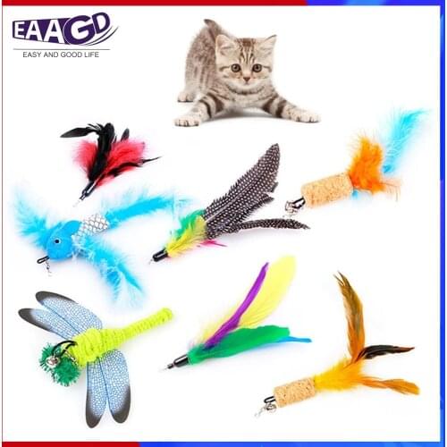 1Pcs Pet Feather Toy Replacement Feathers Multi Styles Soft Tails For Interactive Cat and Kitten Toy Wands