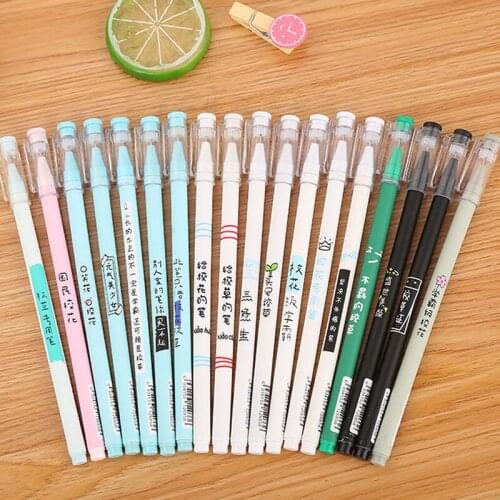 100 PCs Creative School Flower School Grass Neutral Pen Cute Stationery Personality with Character Office Water Signature Pen