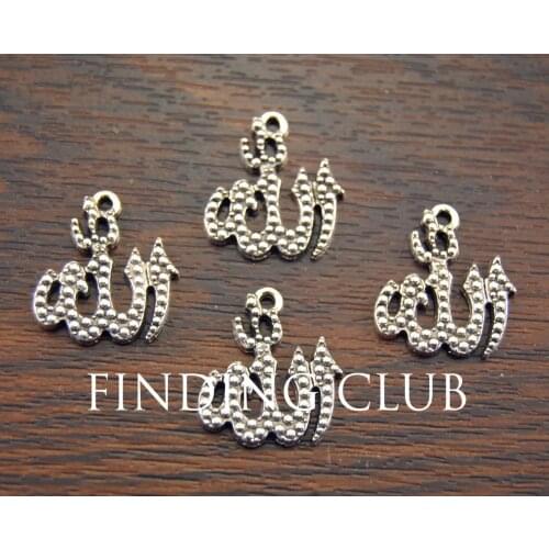 30 pcs Silver Color Allah Charm Pendant DIY Metal Bracelet Necklace Jewelry Findings 18x20mm A491