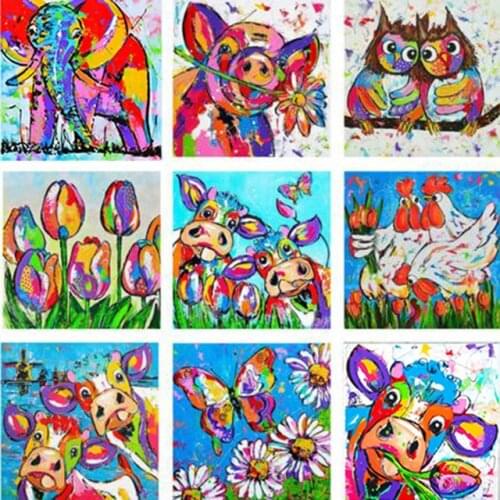 3D DIY Diamond Embroidered Colorful Cow Painted Diamond Cross Stitch Full Diamond Mosaic Wall Sticker Decoration