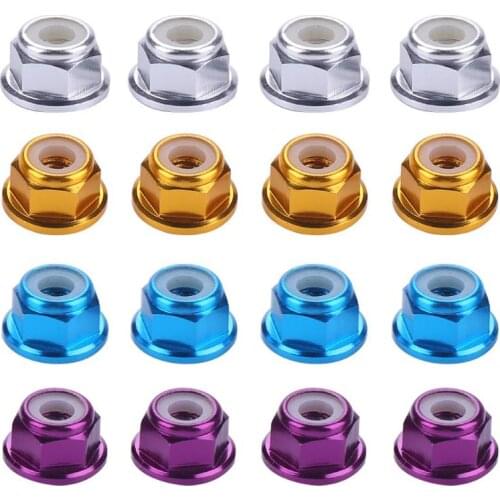 4pcs/set Aluminum Wheel Lock Nuts for RC Crawler Model Car Parts Accessories Simulation RC Vehicle Sprocket nut 4mm with flange