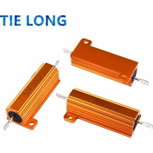 50W 100W Aluminum Power Metal Shell Case Wirewound Resistor 0.01R ~ 100K 1 6 8 10 20 200 500 1K 10K ohm resistance RX24 Igmopnrq