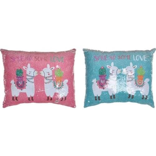 Cushion Dekodonia Llama Polyester Sequins Llama (2 pcs) (50 x 40 cm)
