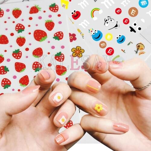 Nail Art Decorations Stickers Rainbow Avocado Strawberry Design Nail Decals Adhesive Sticker for Manicure Accessories Salon Foil