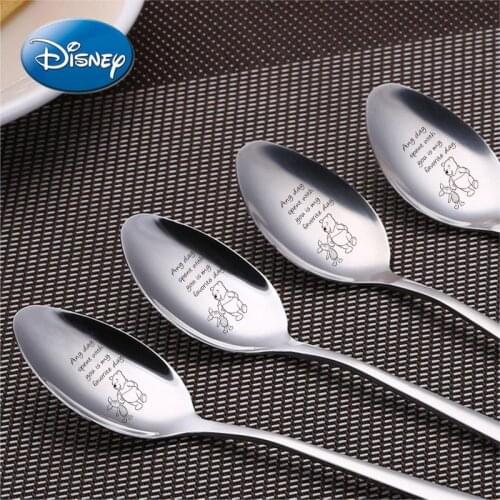 Disney Pooh Pattern Stainless Steel Long Handle Coffee Spoon Western Tableware Can Be Customized Logo Ice Tip Spoon