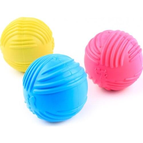 TPR pet rubber bite-resistant toy ball striped round ball vocal pet toy,Q173