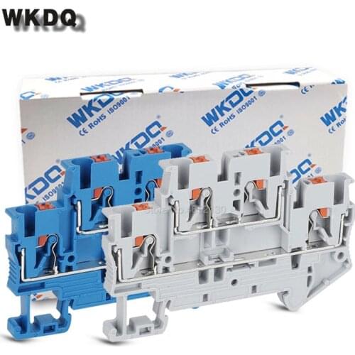 PTTB2.5 50Pcs Double Level Electrical Connector Push-In Wire Terminals 2 Layer Plug PT Type Din Rail Terminal Block PTTB 2.5
