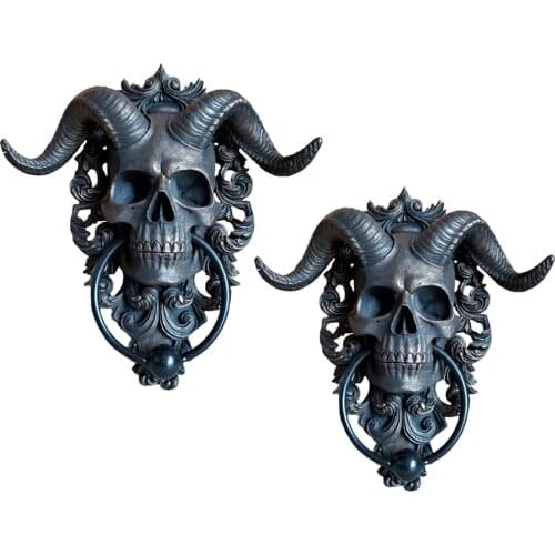 Resin Figurines Sheep Skull Horn Wall Hanging Ornament Crafts Bar Restaurant Home Decoration