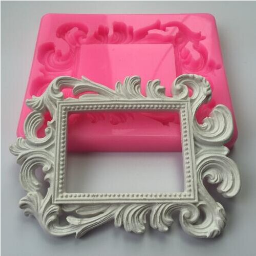 Rectangular Shape Mirror Design Fondant Cake Mould Cookies Sugarcraft Decoration Silicone Mold Photo Frame Aroma Stone Moulds