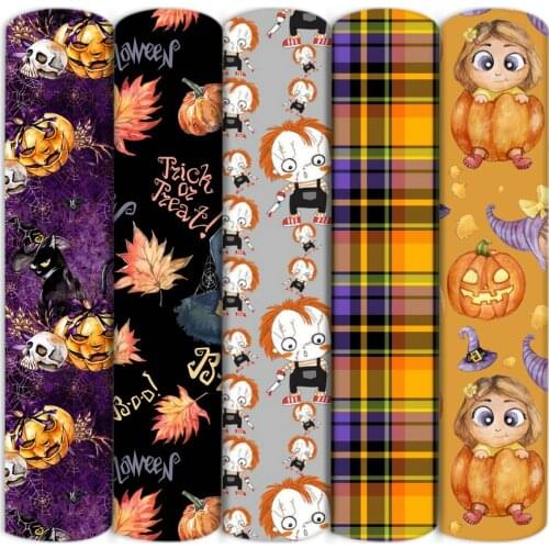 Halloween Ghost Pumpkin Polyester Cotton/4 way Stretch Fabric Patchwork Sewing Kid Home Textile Cloth Quilting Dress,1Yc17050