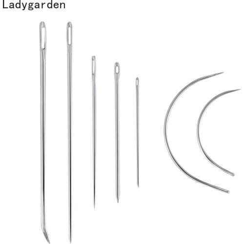 7PCS Leathercraft Needle DIY Leather Hand Repair Curved Sewing Needles Fur Stainless Steel Pin Stitch Needlework Kit