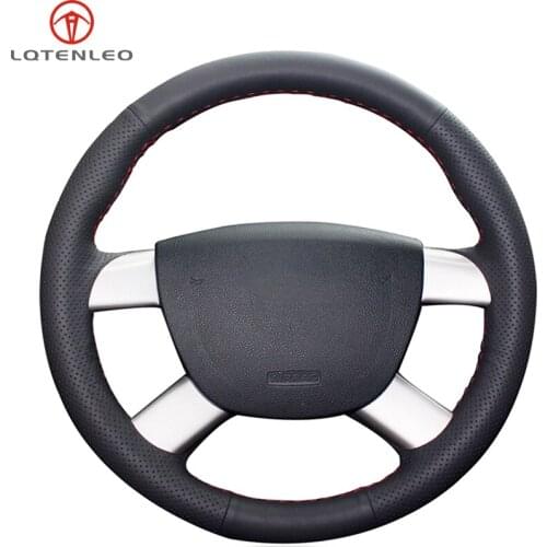 LQTENLEO Black Artificial Leather Car Steering Wheel Cover For Ford Kuga 2008-2011 Focus 2 2005-2011 Focus 3 2012-2014 C-MAX