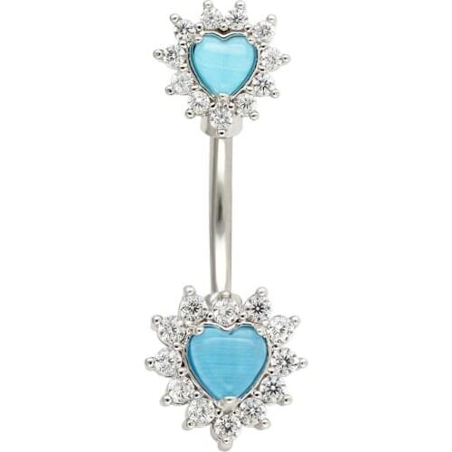 JHJT 14G Navel Belly Button Rings 316L Stainless Steel Heart Shape Sexy Belly Piercing Nombril Rings Body Jewelry