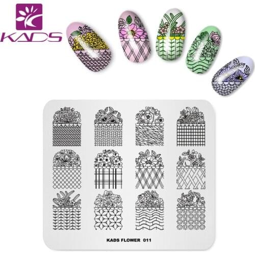 KADS New Arrival Flower 011 Series Flowers and Grass Theme Template Stencil Beauty Tools Nail Art Image Stamp Plate