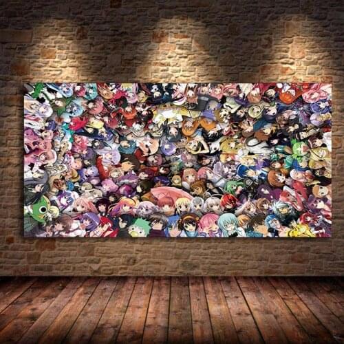 Cartoon Canvas Paintings Japanese Anime Many People Group Photo Wall Art Posters And Prints For Child Kids Room Home Decoration