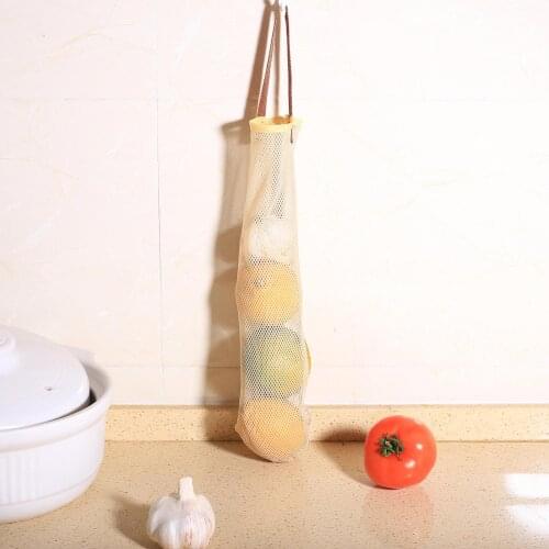Kitchen Fruit Vegetable Mesh Hanging Storage Bag Garlic Onion Pouch Organizer food Storage Bags