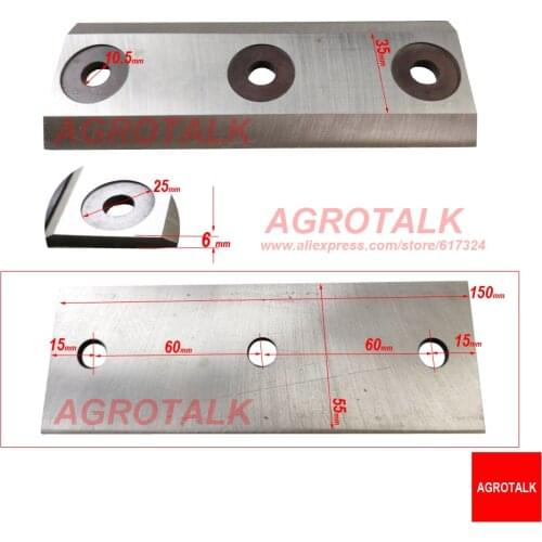 Wood chipper blade with size 150 x 55 x 6.0 / 195x55x6 (type 1) / 195x55x6 (type 2) , check the shape when make the order