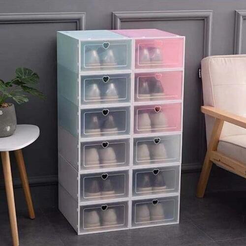 2PC Multifunctional Clamshell Shoe Box Thickened Transparent Plastic Shoe Storage Dormitory Household Dustproof Shoe Storage Box