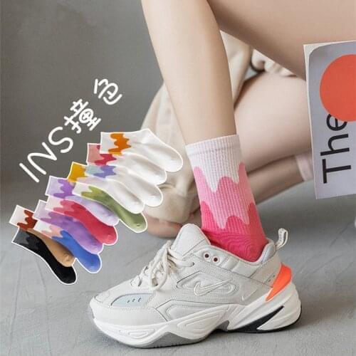Ins Fashion Pinkycolor Women Socks Girls New Street Sports Warmer Thicken Winter Solid Colorful Middle Tube Stockings Long Soft