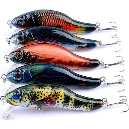 9cm/12.9g 5 Color Fishing Bait Fishing Minnow Set Painting Coat Artificial Hard Bait