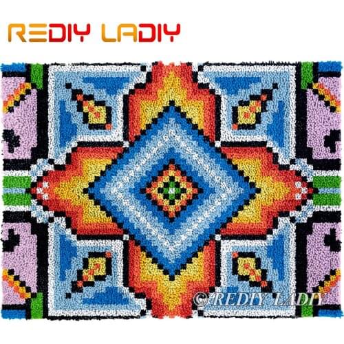 Latch Hook Kits DIY Carpet Rug Geometric S Plush Wall Tapestry Kits Crochet Floor Mat Thick Yarn Cushion Arts & Crafts 81*61cm