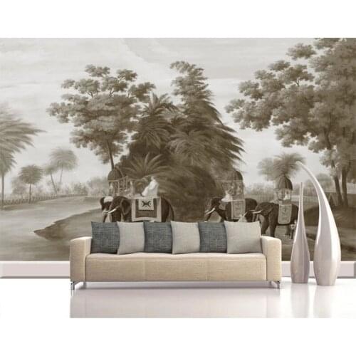 3D Wallpaper Custom 3d Mural Wallpaper Grey Oil Painting Depicting Landscape Wallpaper Mural Painting For Living Room