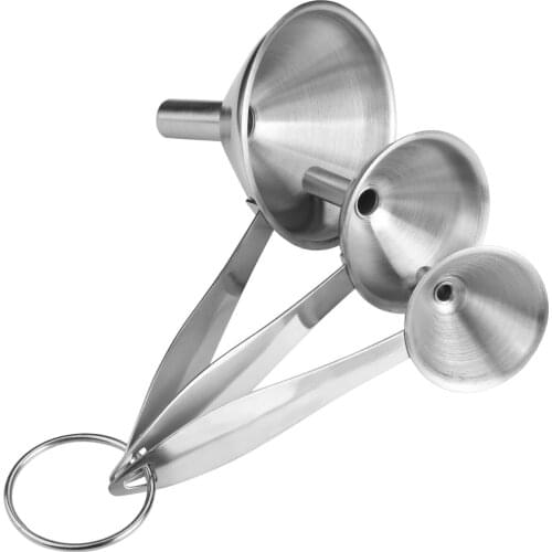 Stainless Steel Kitchen Funnels Set-3pcs-Long handle-Wide Mouth-Large Midium Small-Cooking Baking Tools Easy to Clean